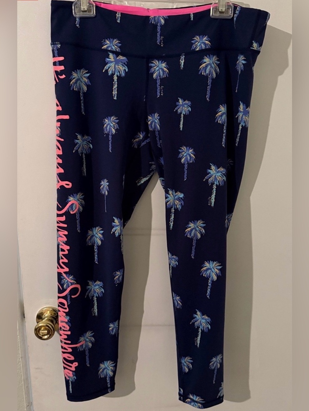 HTF! Lilly Pulitzer Navy palm tree luxletic leggings sz XL